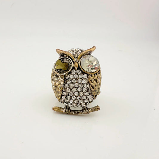 Vintage Costume Jewelry Owl, Dolphin and Turtle Rhinestone Animal Rings (missing Stones) - A+ Stuff