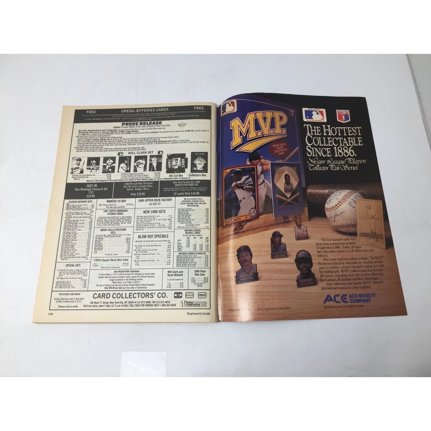 Vintage June 1990 A Beginner's Guide to Baseball Cards Magazine with Cards - A+ Stuff
