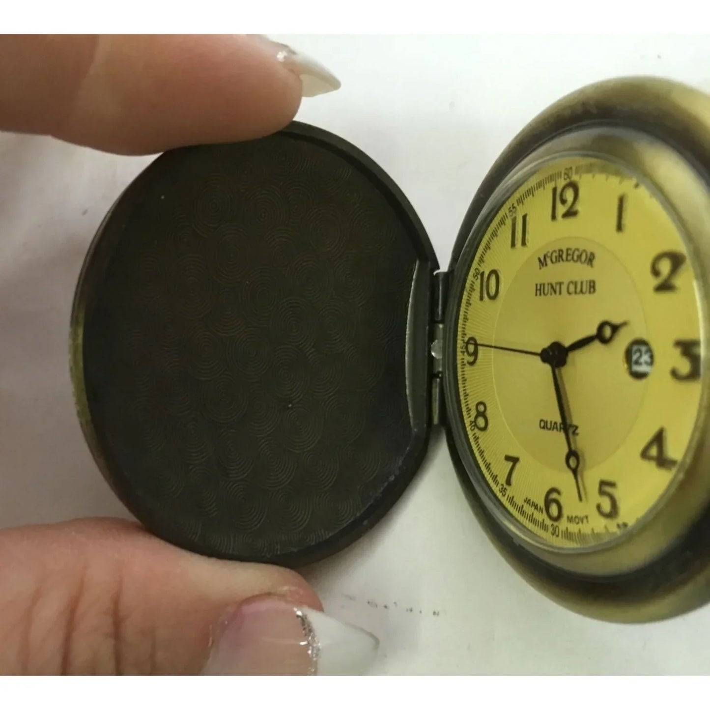 McGregor Hunt Club Pocket Watch flying Eagle in bronze on black circle on front - A+ Stuff