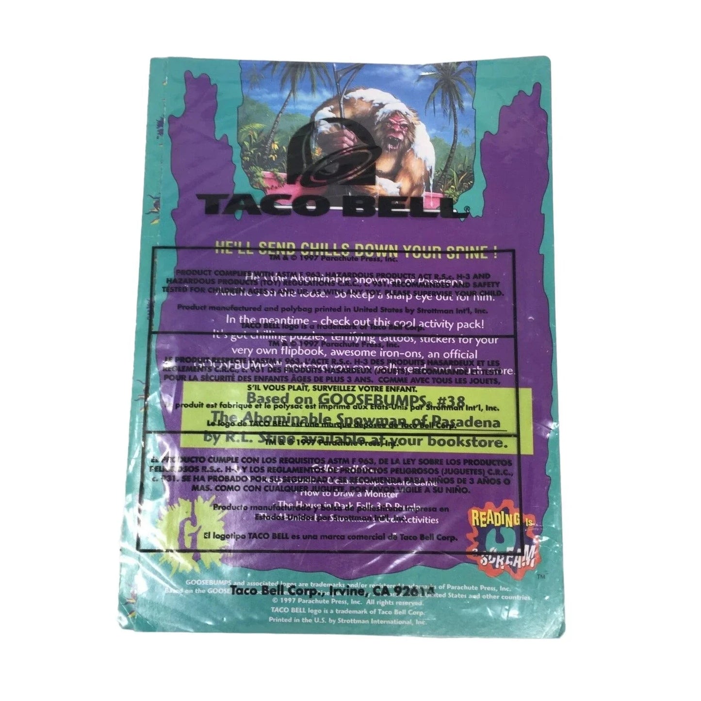 Goosebumps - Vintage Taco Bell Restaurant Toy Books The Abominable Snowman's Cool Activities Scholastic - Taco Bell A+ Stuff