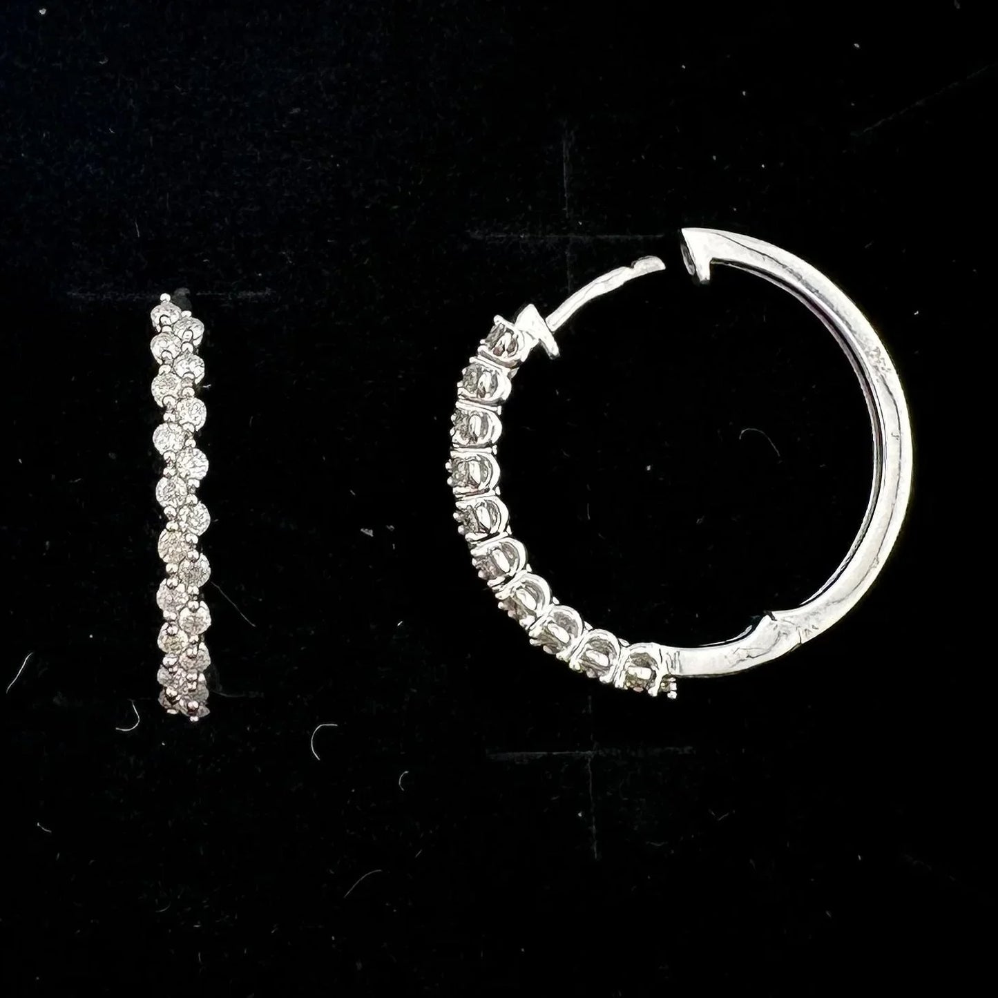 Simply Stunning 1/2 ct Natural Diamond Hoop Earrings - Sterling Silver - A+ Stuff