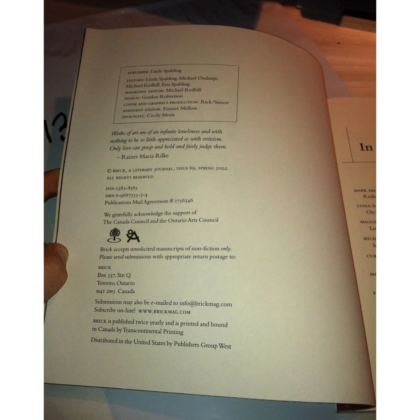BRICK A Literary Journal Spring 2002 Vintage Paperback Book - A+ Stuff
