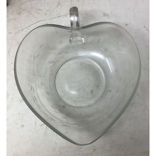 Vintage Large Clear Glass Heart/Leaf Shaped Bowl with Handle A+ Stuff A+ Stuff