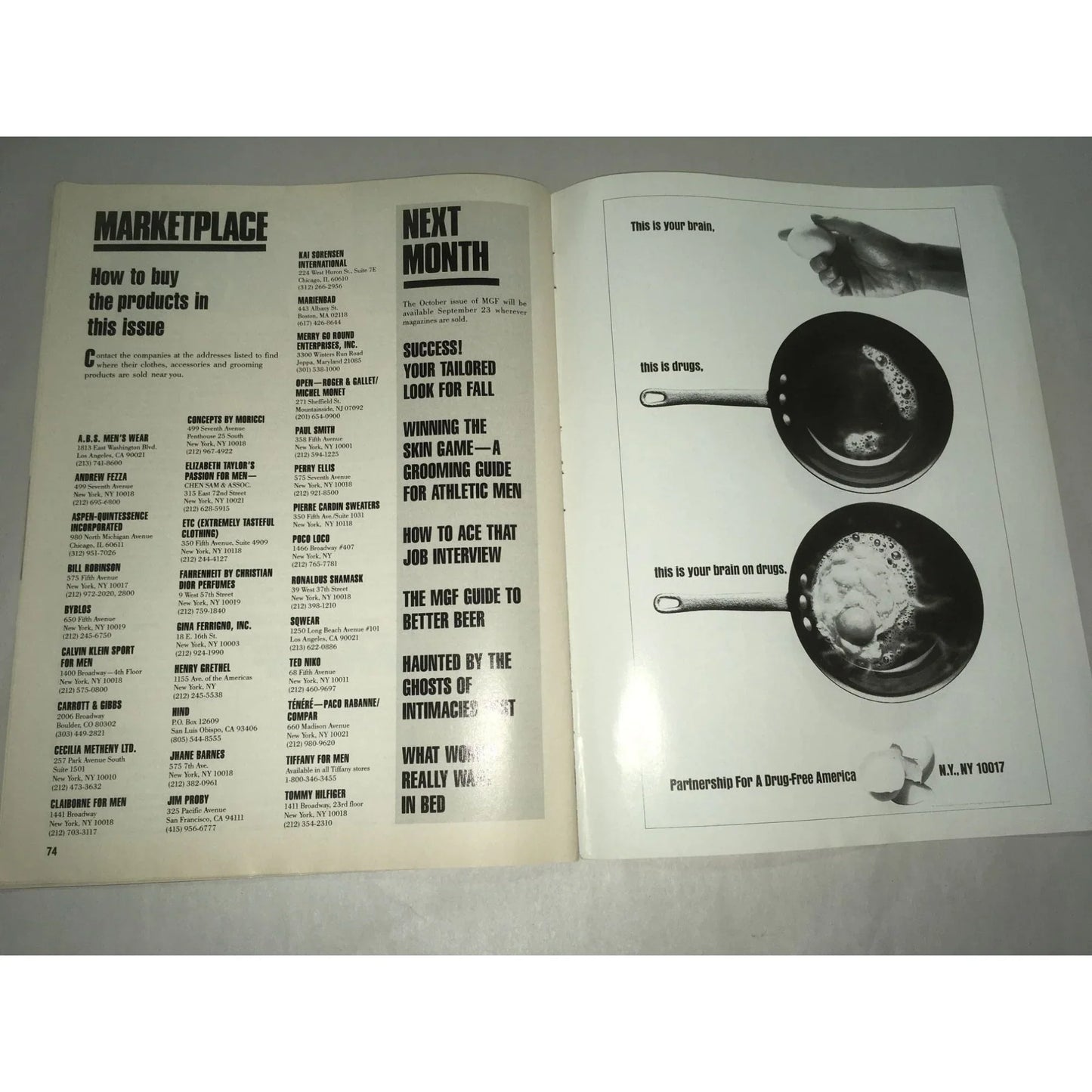 MGF MEN’S GUIDE TO FASHION MAGAZINE September 1989 - A+ Stuff