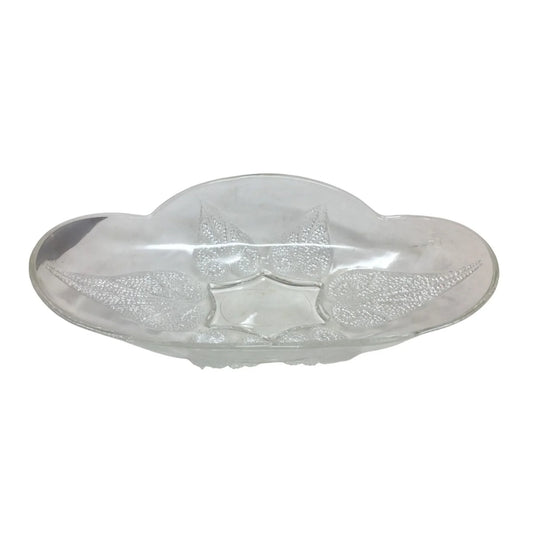Vintage Oval Clear Glass Serving Dish with Raised Leaf Design (10" x 5") - A+ Stuff