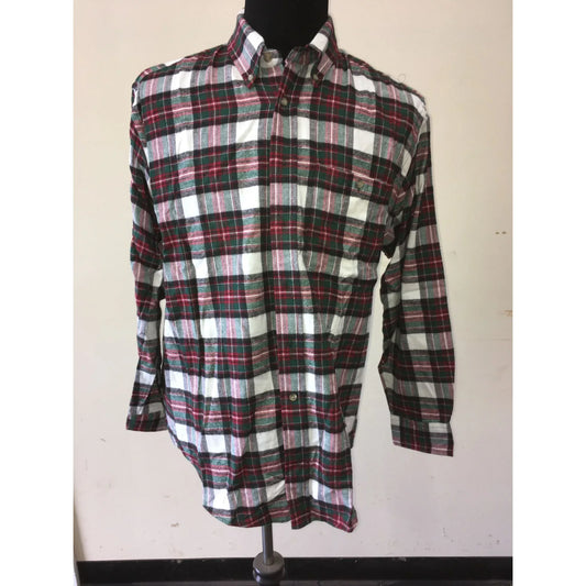David Taylor Mens Red, Green, White Plaid Button Up Flannel Shirt Size L- NWT - A+ Stuff