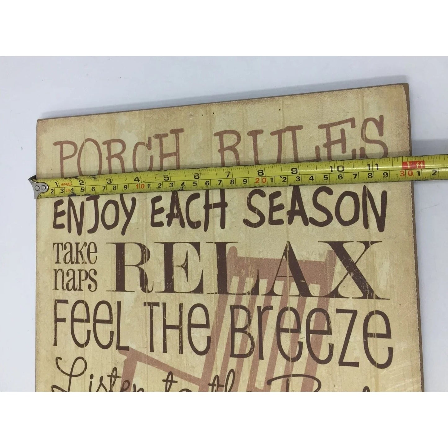 "Porch Rules" Wooden Rectangular Sign- About 19x12" - A+ Stuff