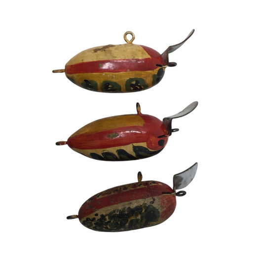 Three Vintage Colorful Fishing Lures