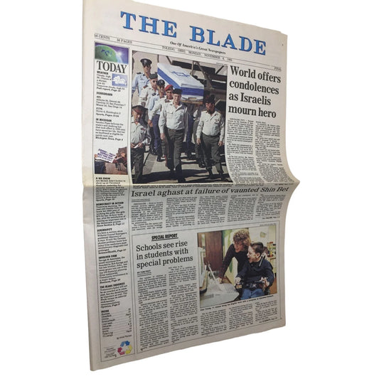 The Blade Newspaper Monday Nov. 6, 1995: World Offers Condolences as Israelis Mourn Hero the blade A+ Stuff