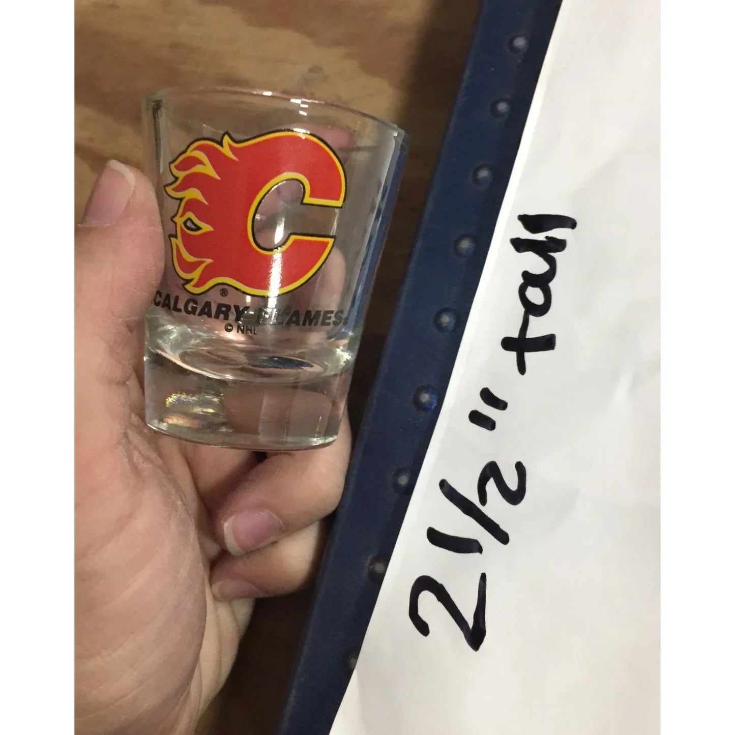 VINTAGE NHL CALGARY FLAMES 2.5" TALL SHOT GLASS - A+ Stuff