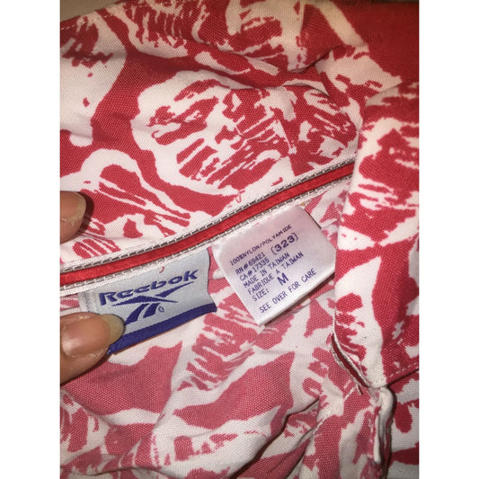 Men's Reebok Size Medium Button Up Red & White Shirt - A+ Stuff