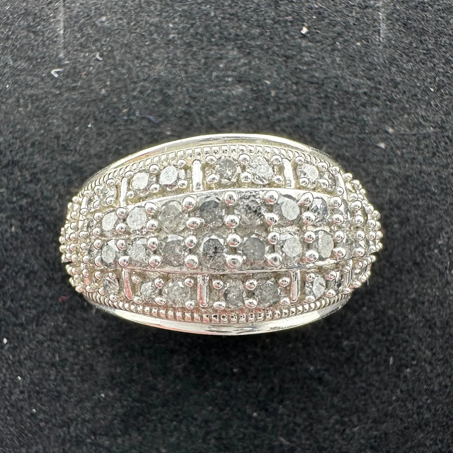 Brilliant 1.00 Ct Natural Diamond Multi-Row Designer Ring - Size 7.75 - Sterling Silver Setting - A+ Stuff