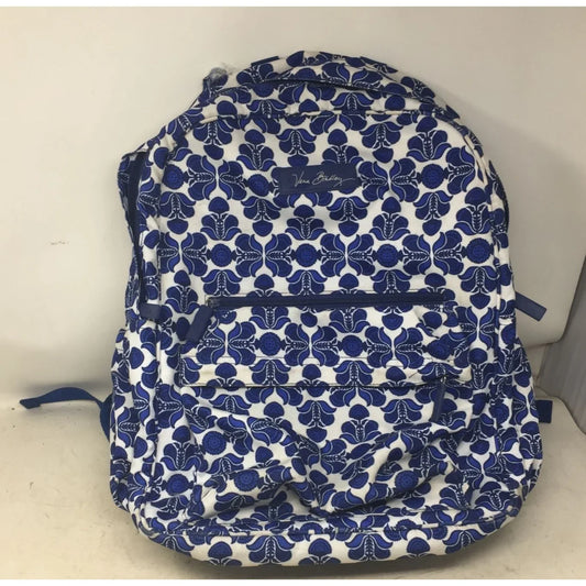 Vera Bradley Blue/White Essentials Floral Printed Backpack/Bookbag - A+ Stuff