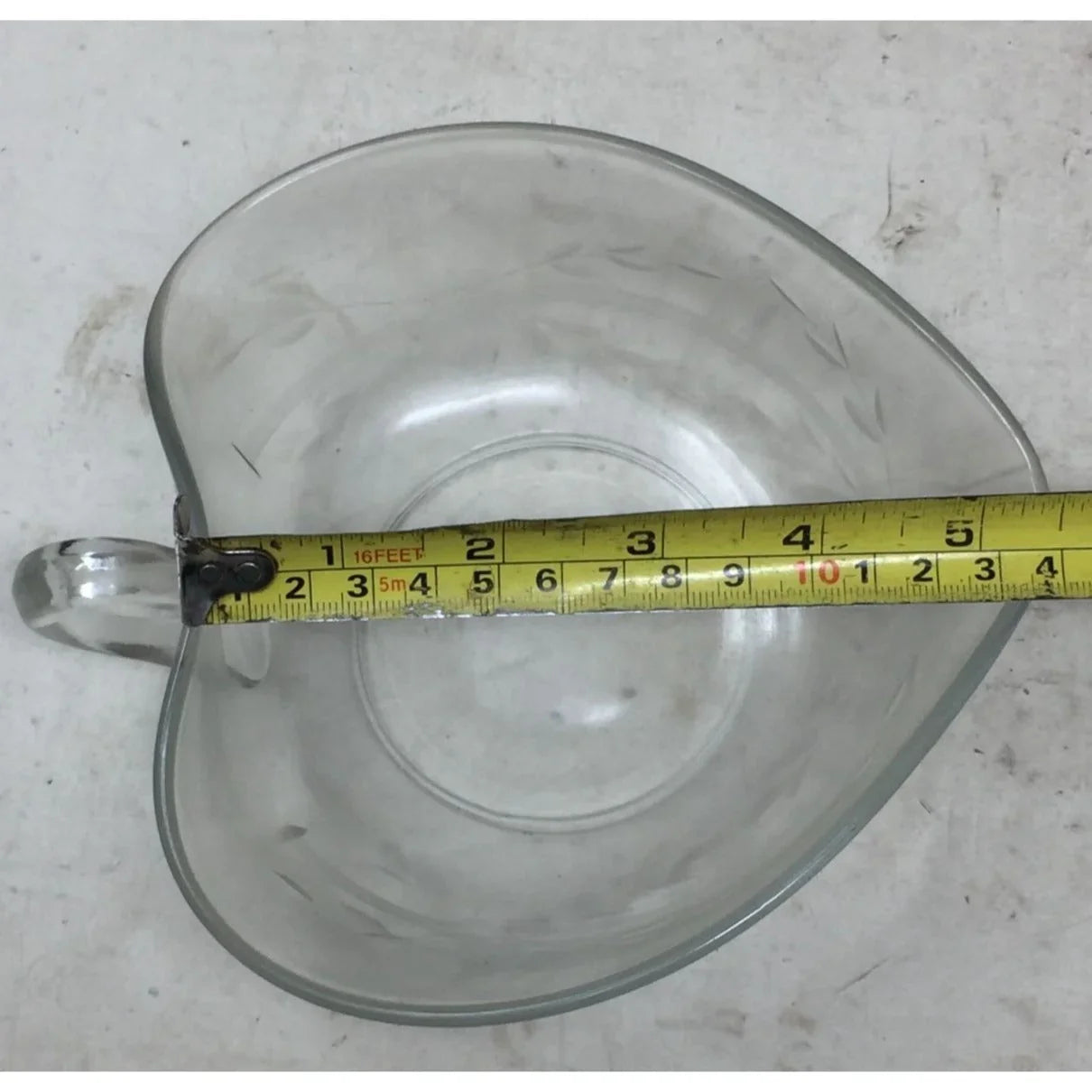 Vintage Large Clear Glass Heart/Leaf Shaped Bowl with Handle A+ Stuff A+ Stuff