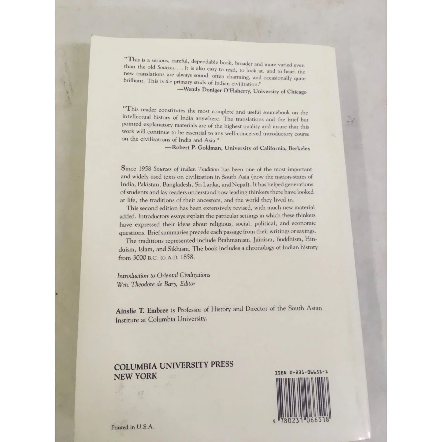 Sources of Indian Tradition 2nd Edition Volume One book by Ainslie T. Embree - A+ Stuff