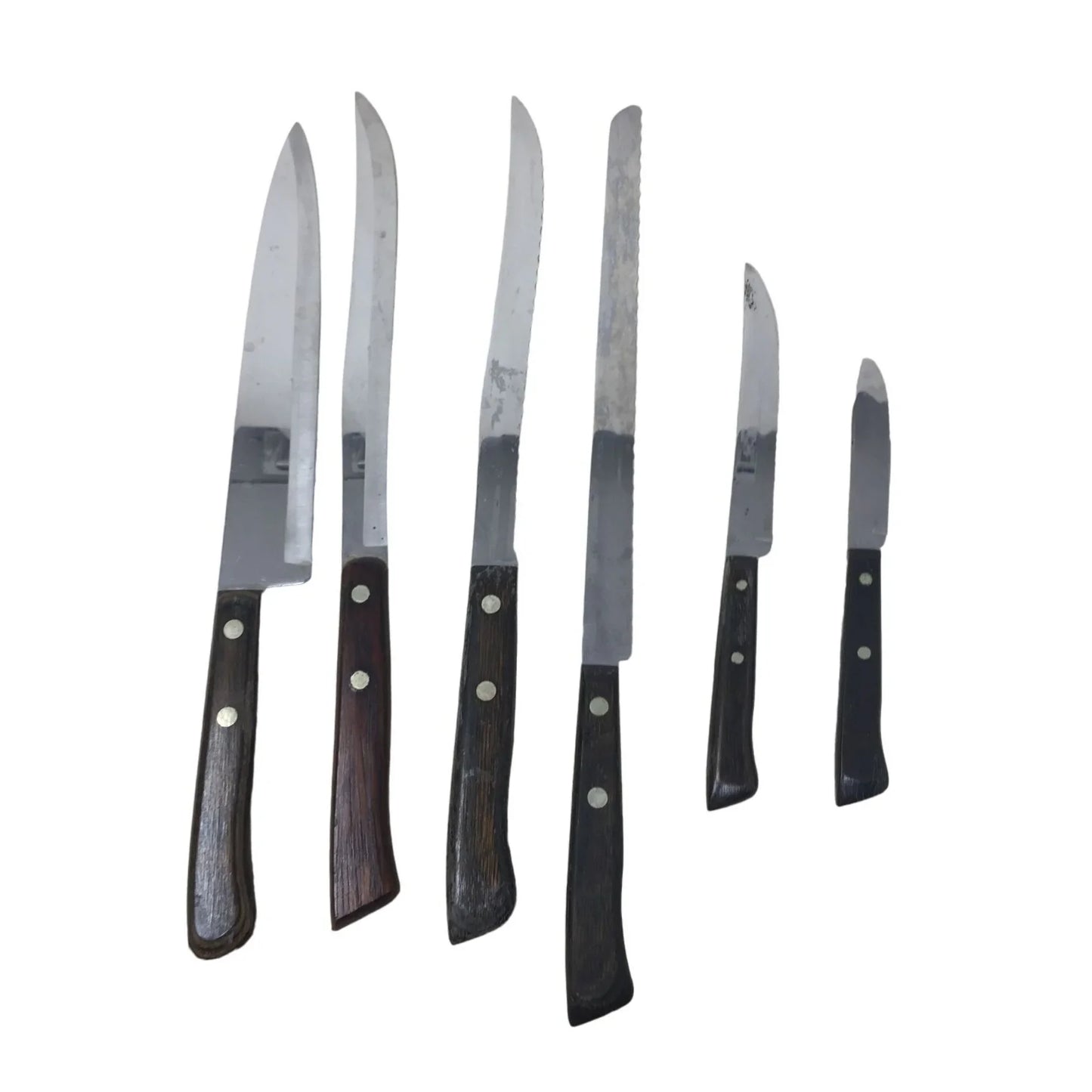 Vintage Flint Stainless Vanadium Six Piece Cutlery Set W/ Wood Storage Block - A+ Stuff