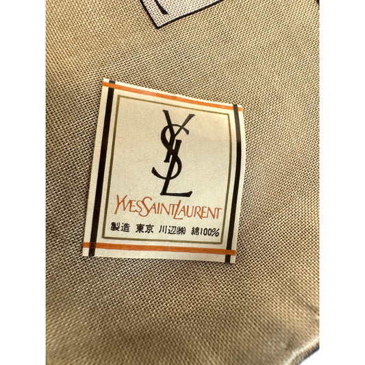 YSL Yves Saint Laurent Pocket Square Handkerchief / Scarf - Beige Plaid