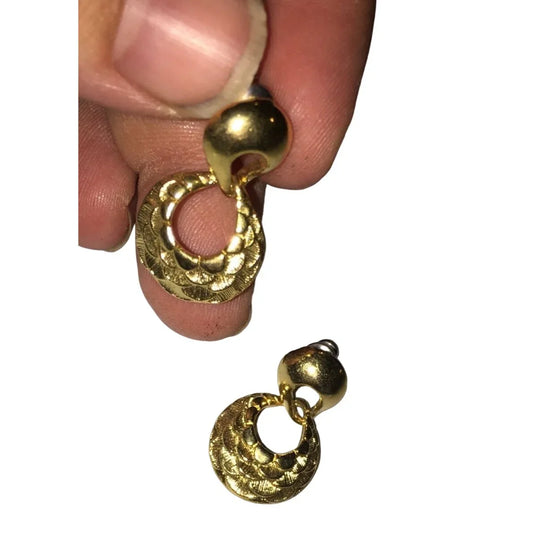 Womens Vintage Mermaid Scaled Gold Tone Dangly Earrings - A+ Stuff