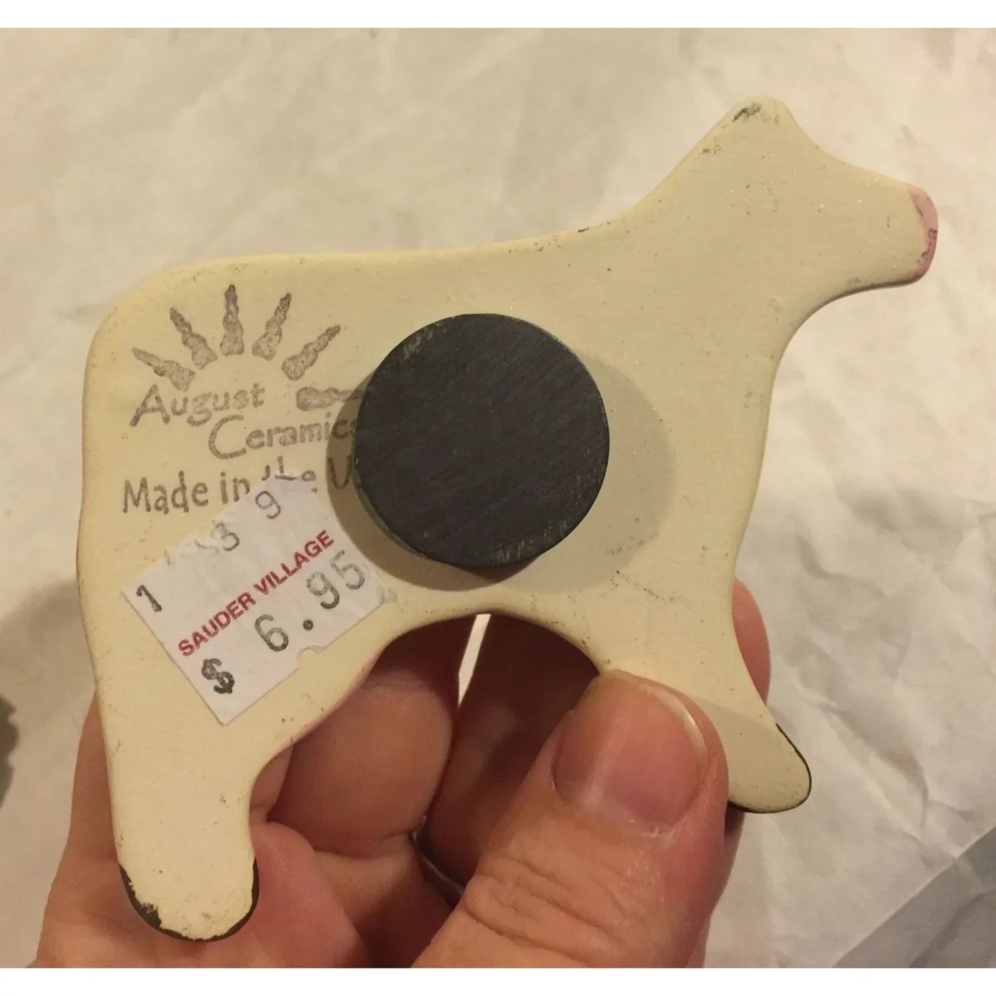 AUGUST CERAMICS COW MAGNET- About 4 inches - A+ Stuff