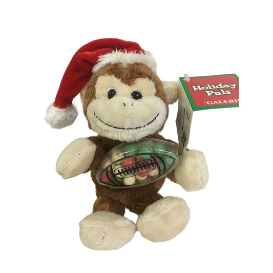 Holiday Pals Galerie Christmas Monkey Stuffed Animal Plush Wearing Santa Hat - A+ Stuff