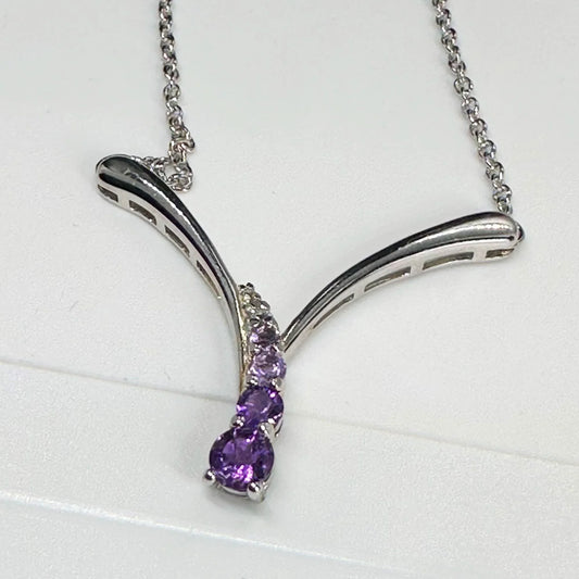 Beautiful African Amethysts graduating in size and color from pink to purples - Sterling Silver - LOVELY! - A+ Stuff