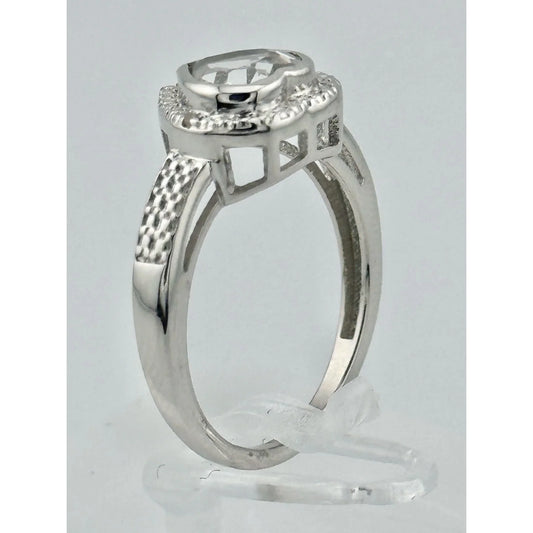 Heart Shaped Cut Natural Crystal Amethyst and Diamond Ring - Size 7.25 Sterling - Diamond Accent - A+ Stuff
