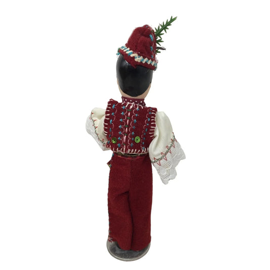 Vintage Doll/ Figurine wearing Red and White Polish Costume with Hat- Eyes Open/ Close A+ Stuff A+ Stuff