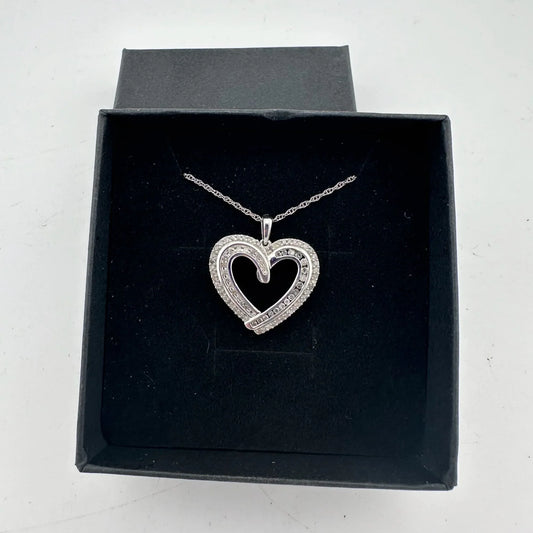 Beautiful 1/2 Carat Natural Diamond Heart Pendant Necklace with .925 Sterling Chain - A+ Stuff