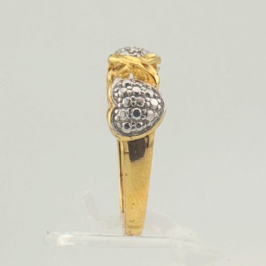 XOXO Triple Heart Ring with Diamond 14 kt Gold Overlay .925 Sterling - She'll LOVE it!