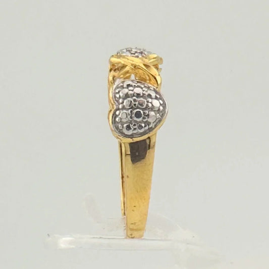 XOXO Triple Heart Ring with Diamond 14 kt Gold Overlay .925 Sterling - She'll LOVE it! - A+ Stuff