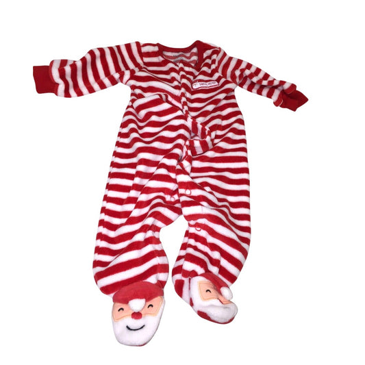 Baby CHRISTMAS Pajamas - SANTA'S HELPER Red/White Striped Sleeper infants 3 Mos