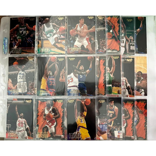 Fleer 1996 - 97 NBA Basketball Trading Cards Lot - 5 Double Sided Binder Pages - Fleer - A+ Stuff