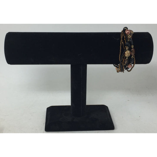 Lia Sophia Beautiful Gold Tone Multi Strand Bracelet with Brown/Black Beads