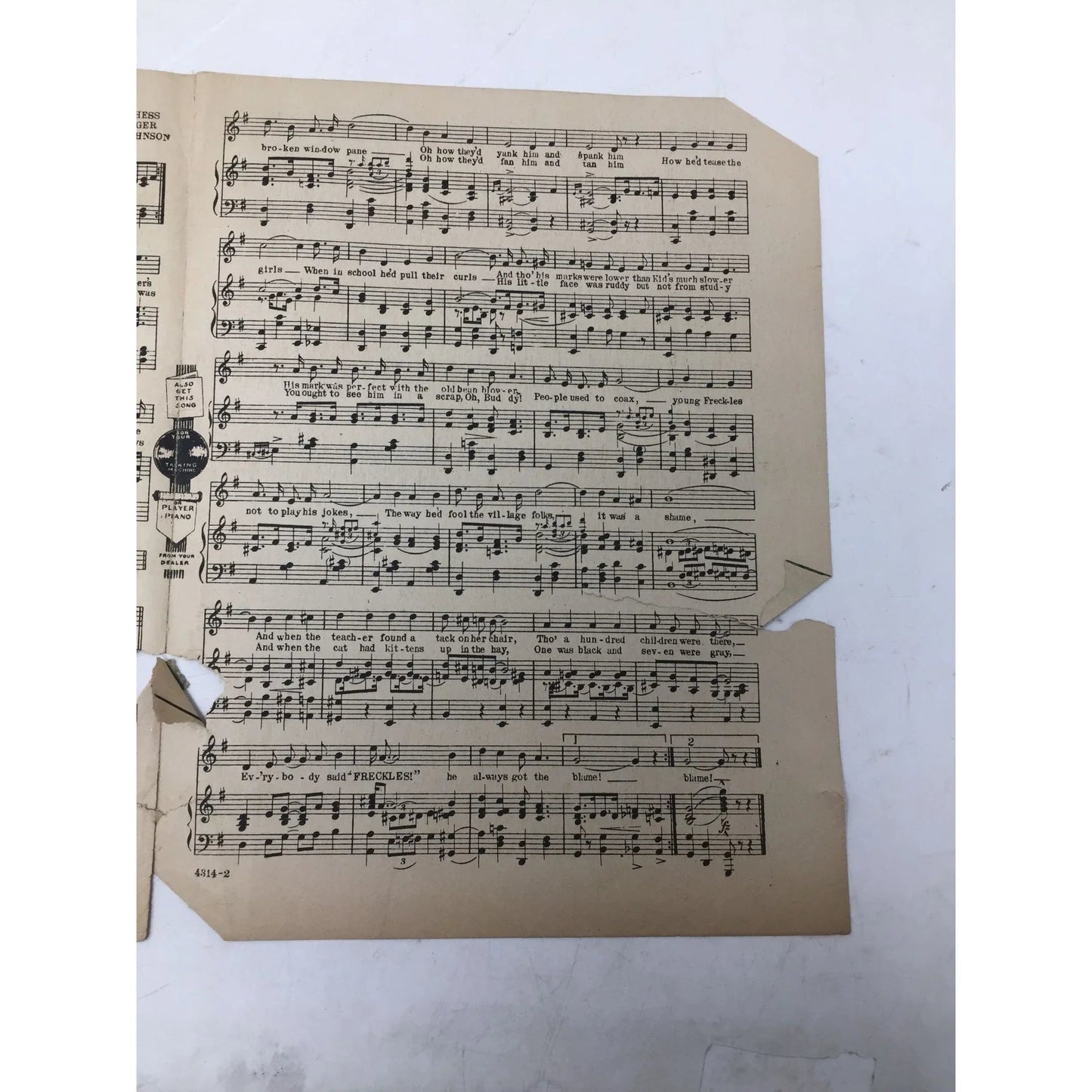 ''Freckles'' Words and music by Cliff Hess, Howard Johnson, and Milton Ager - A+ Stuff - sheet music - A+ Stuff