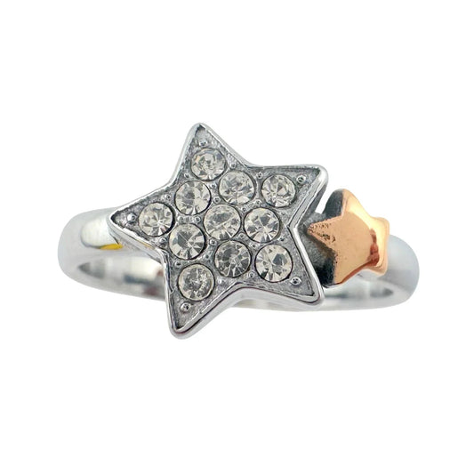 Furla Stars Ring - 2 Tone Stars Larger with Pave Crystals - Size 7 - FURLA - Ring - A+ Stuff