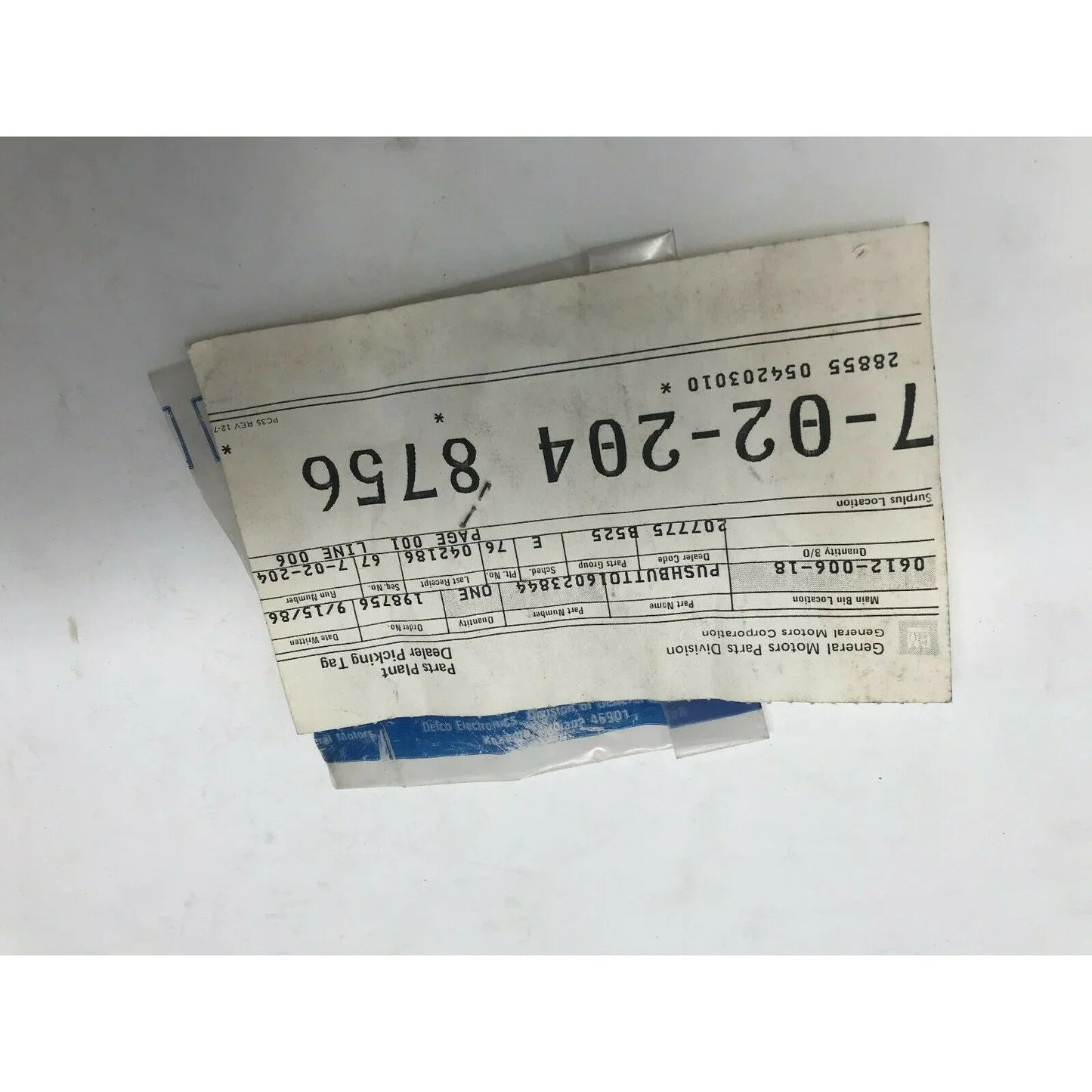 Genuine GM Part 'PUSH BUTTON' General Motors Delco Part 16023844 NOS - General Motors / Delco - A+ Stuff