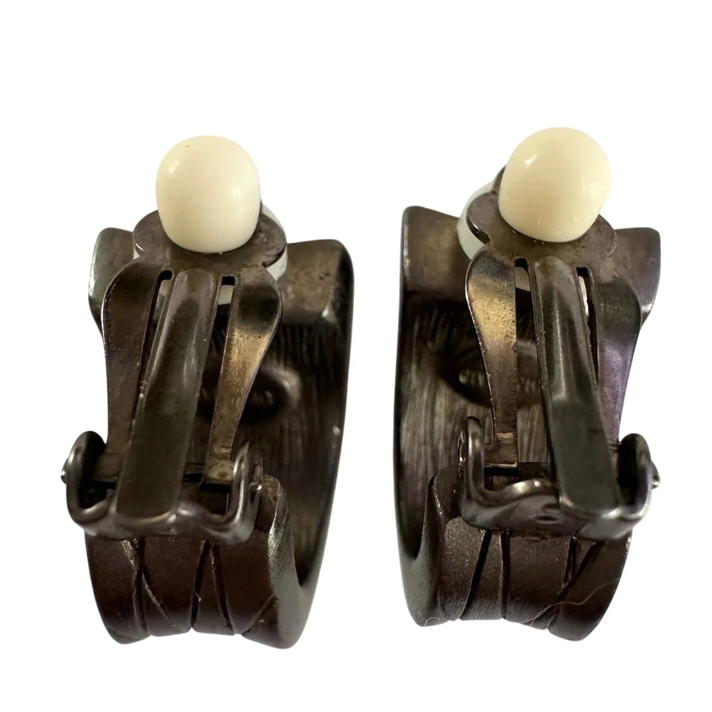 Givenchy Dark Textured Clip - On Earrings with Crystal Accents - Givenchy - earrings - A+ Stuff