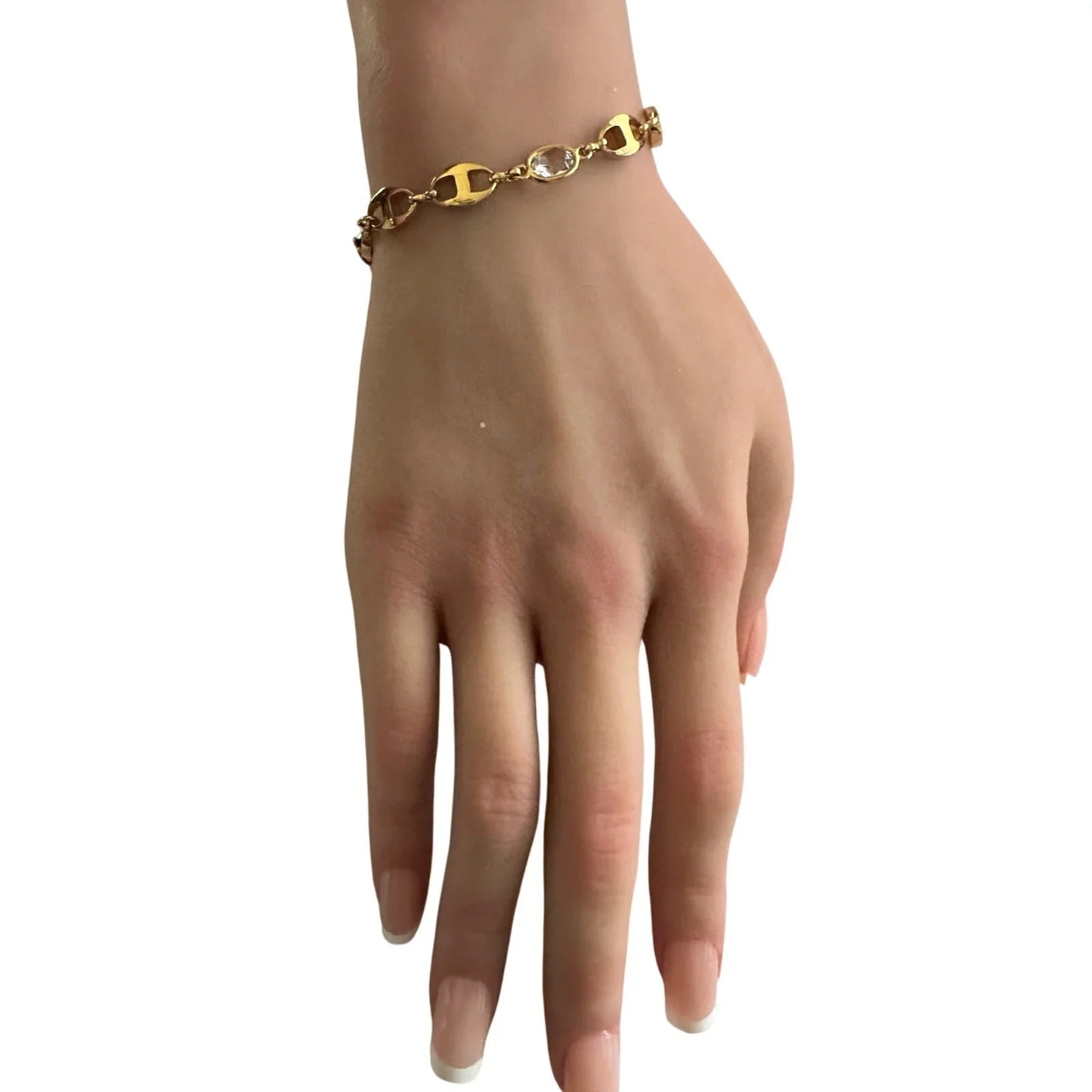 Givenchy Oval Mirrored Gs Gold Plate Bracelet with Clear Gemstones - Gucci - Bracelet - A+ Stuff
