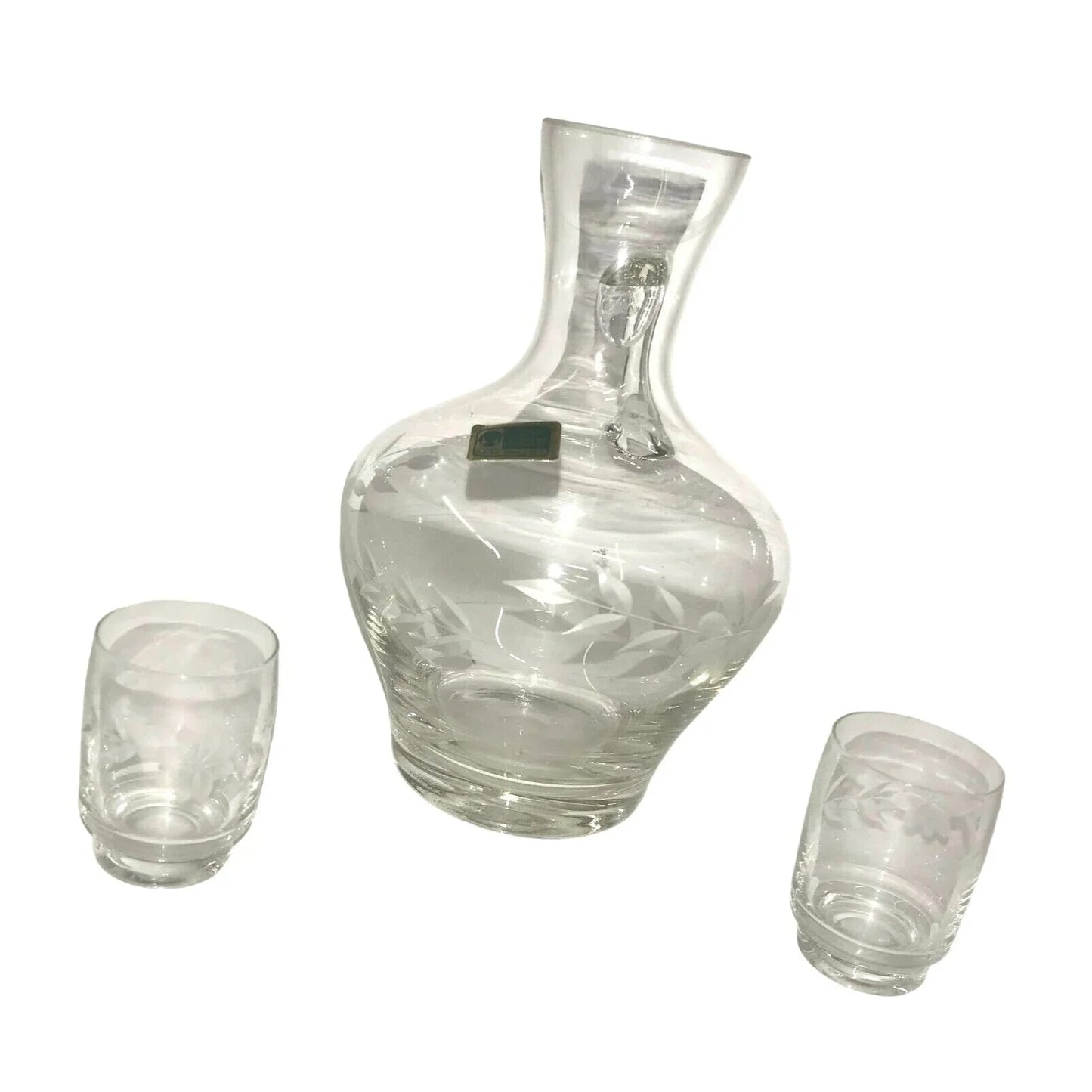 Glass Carafe LAUSITZER GERMANY with Pips - cups - Pretty Etched Pattern - Lausitzer Glas - Serving Pitchers & Carafes - A+ Stuff