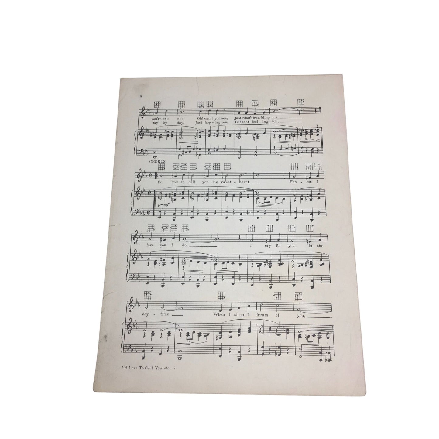Vintage Sheet Music for the song "I'd Love to Call You My Sweetheart" A+ Stuff A+ Stuff SHEET MUSIC