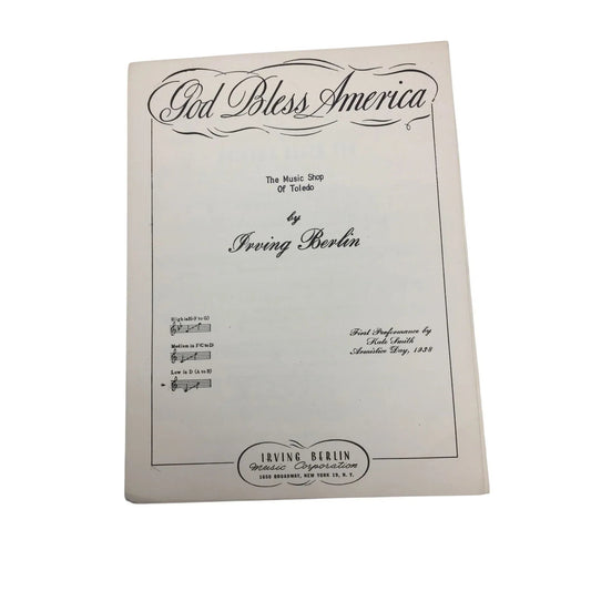 ''GOD BLESS AMERICA'' BY IRVING BERLIN - A+ Stuff - SHEET MUSIC - A+ Stuff