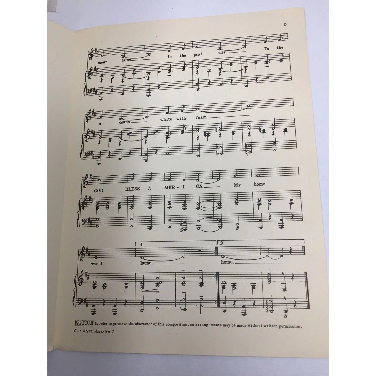 ''GOD BLESS AMERICA'' BY IRVING BERLIN - A+ Stuff - SHEET MUSIC - A+ Stuff