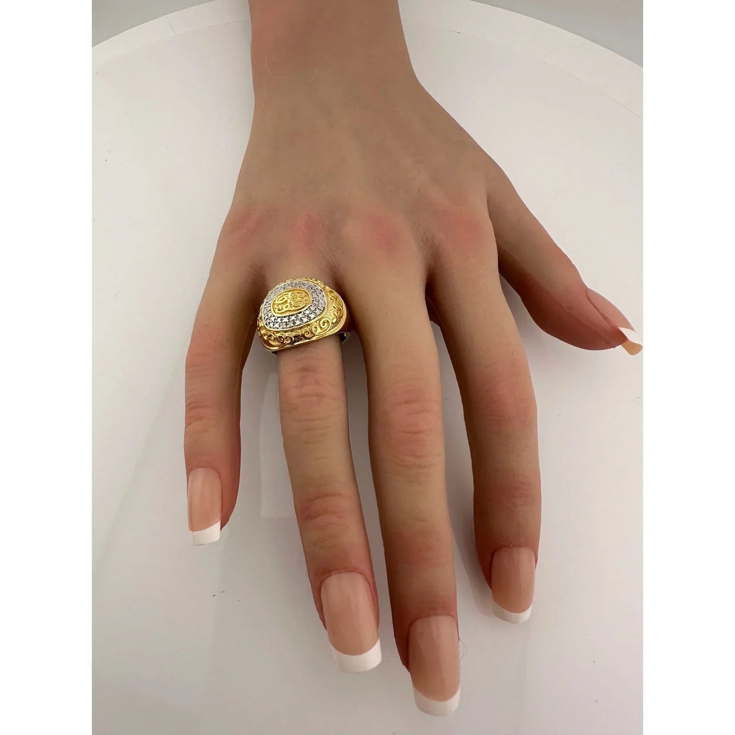 Gold and Silver Statement Ring with Ancient Motif - Size 7.5 - Unbranded - Ring - A+ Stuff