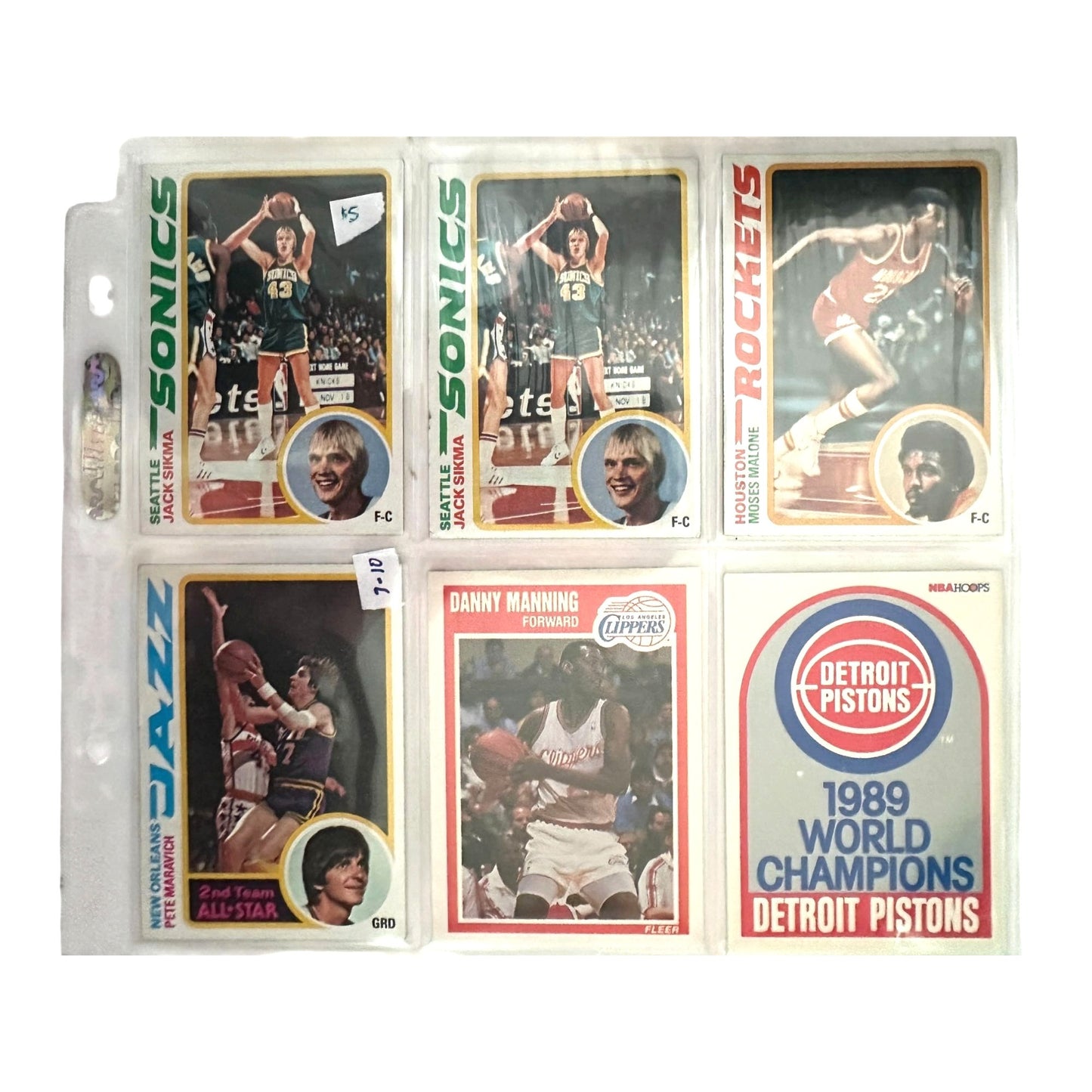1978-79 Topps Basketball cards (4) with Danny Manning & Detroit Pistons Champions Cards (1989)