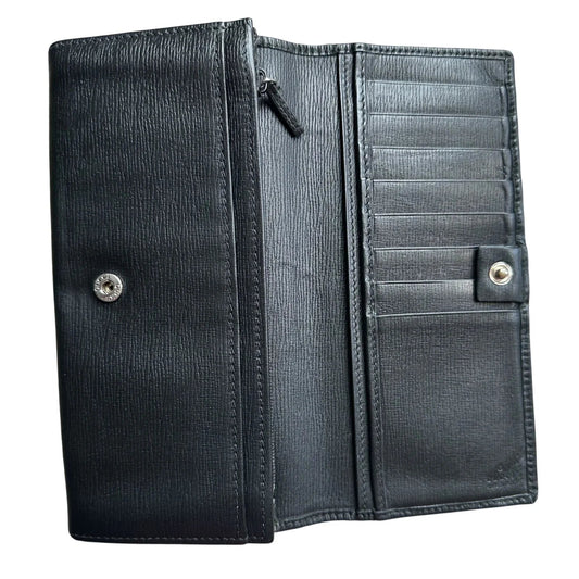 Gucci Black Long Bifold Wallet with Silver Belt Buckle - Gucci - Wallet - A+ Stuff
