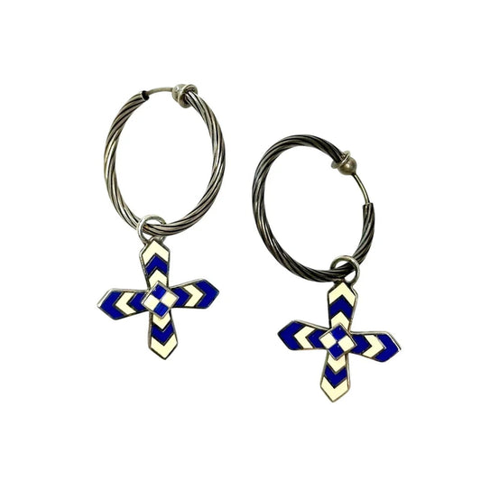 Gucci Enamel Cross Motif Hoop Earrings with Pouch, Box & Booklet - Gucci - Earrings - A+ Stuff
