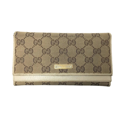Gucci GG Canvas Beige and White Leather Double Layer Long Wallet - Gucci - Wallet - A+ Stuff