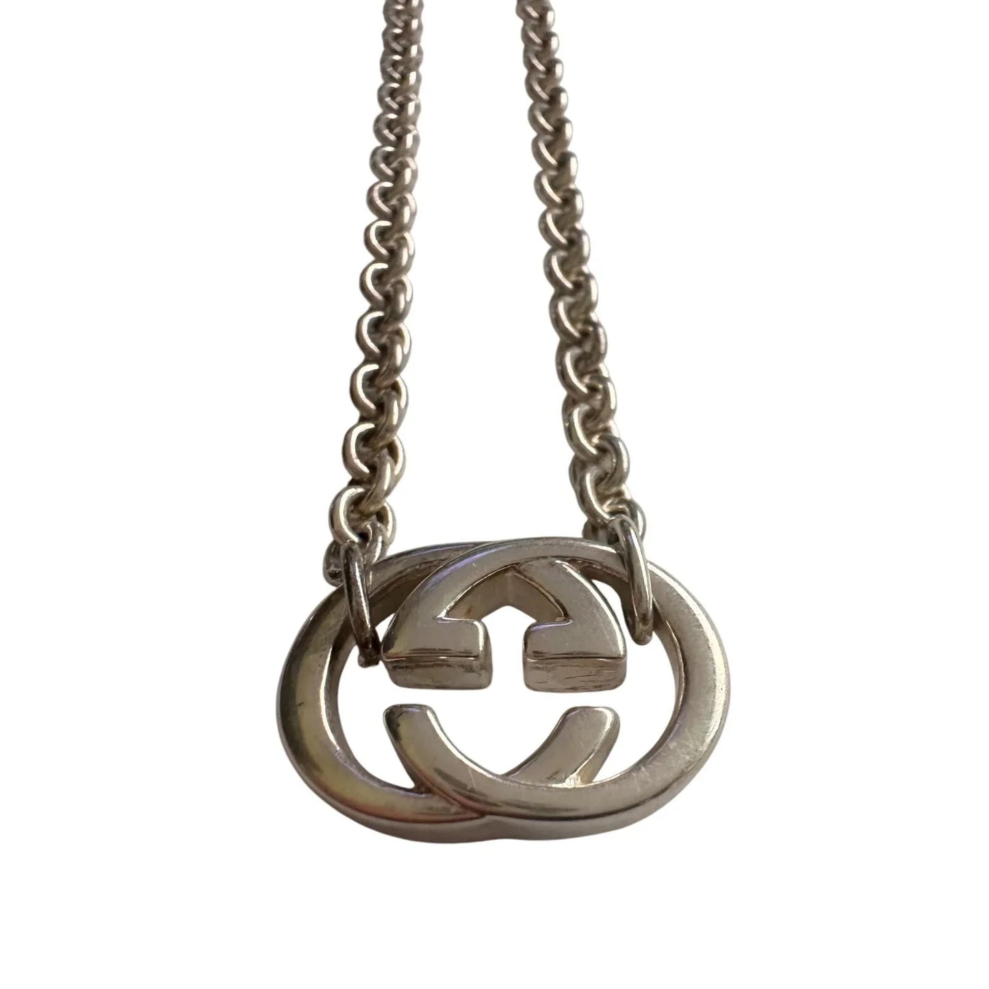 GUCCI Interlocking GG Logo Necklace (16") Sterling Silver - Gucci - Necklace - A+ Stuff