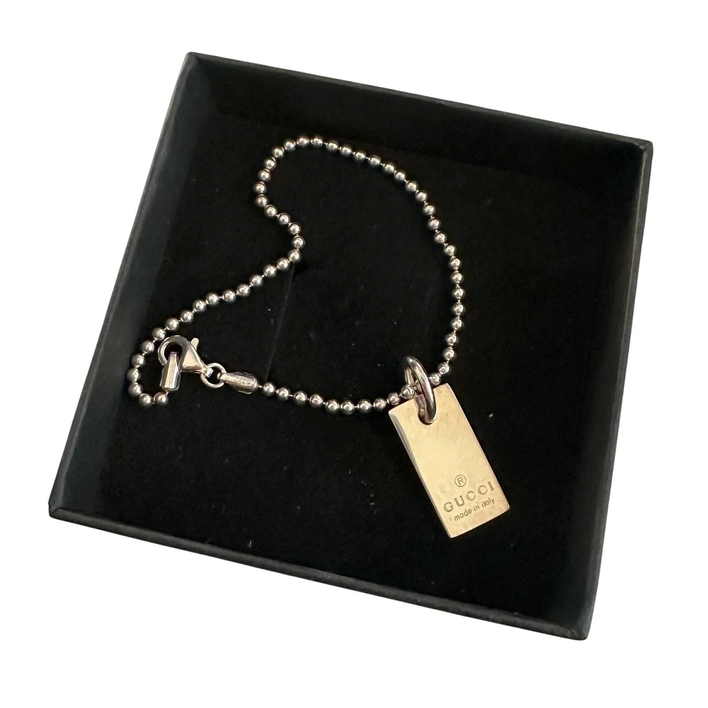 Gucci Silver Bar Logo Ball Chain Bracelet - Gucci - bracelet - A+ Stuff