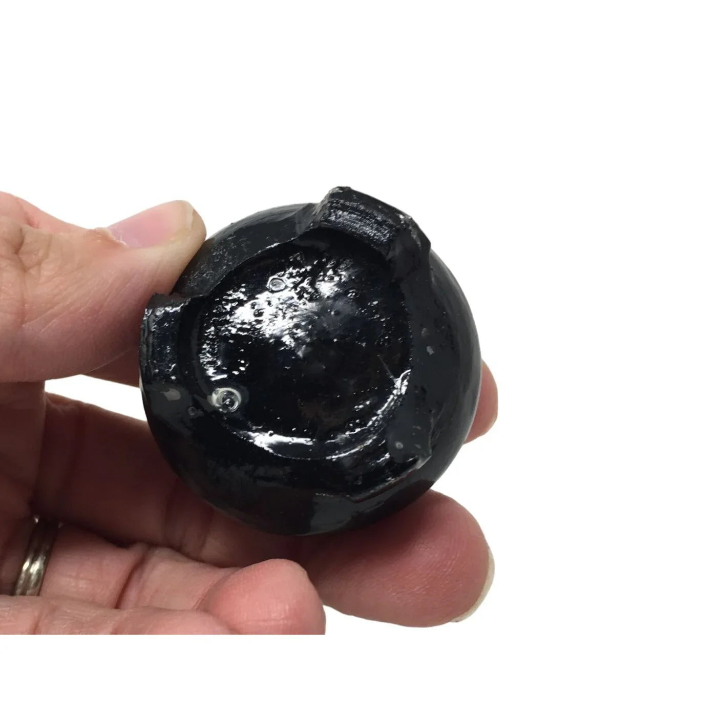 Vintage Brown Stone Egg with Black Wooden Stand - A+ Stuff